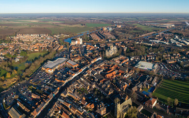 Aerial townscape high above the North Yorkshire market town of Selby © teamjackson