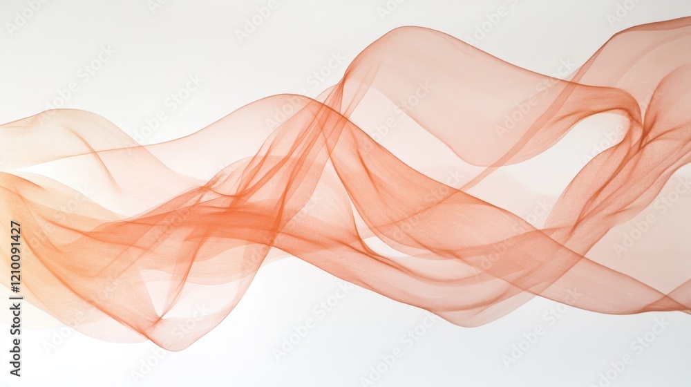 Poster gentle flowing lines in muted coral and amber create a depthful minimalist composition