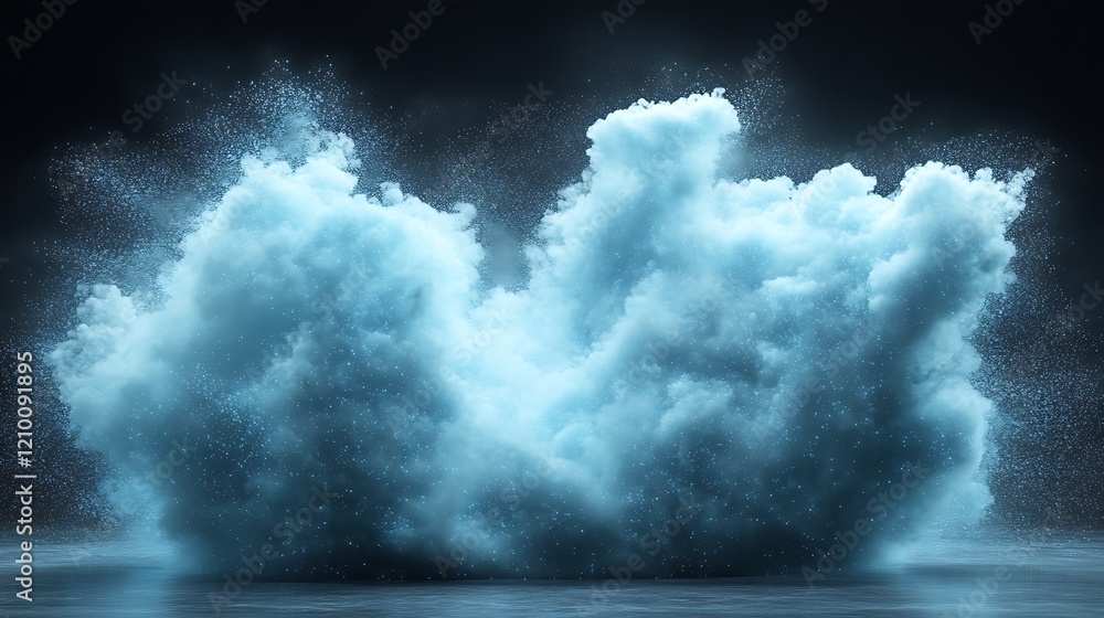 Poster ethereal cloud burst: an ethereal, wispy cloud of powder explodes in a burst of color, creating a dr