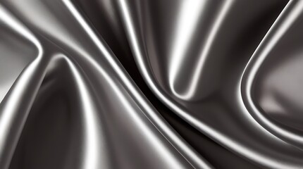 Abstract shiny gray silk cloth fabric flowing smoothly for luxury business concept