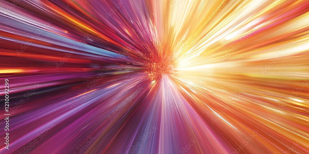 Poster web development concept with abstract high speed technology pov motion blur, generative ai