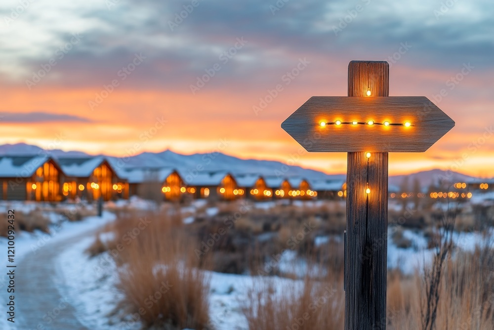 Poster a wooden yield sign with a glowing led light strip embedded around the edges, standing in a modern e