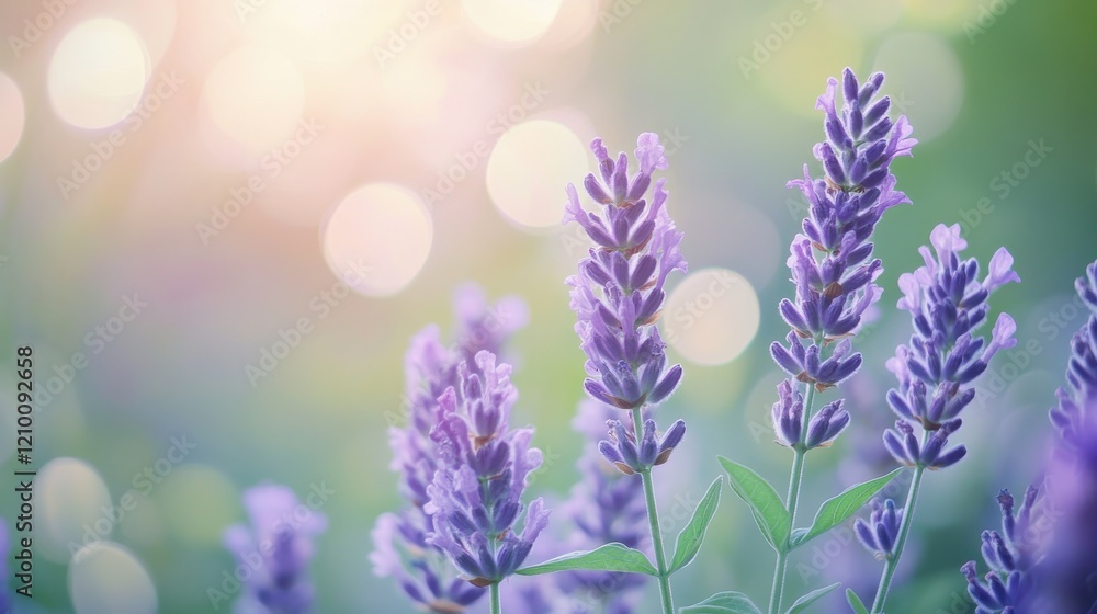 Aufkleber elegant lavender and mint shapes create balance and tranquility in a serene garden setting
