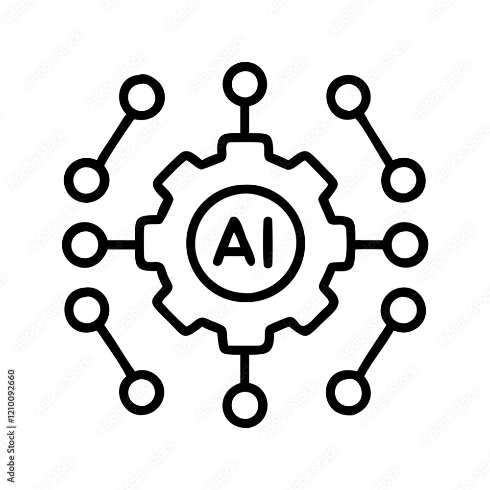 Poster ai augmentation icon, ai augmentation line art - simple line art of ai augmentation, perfect for ai 