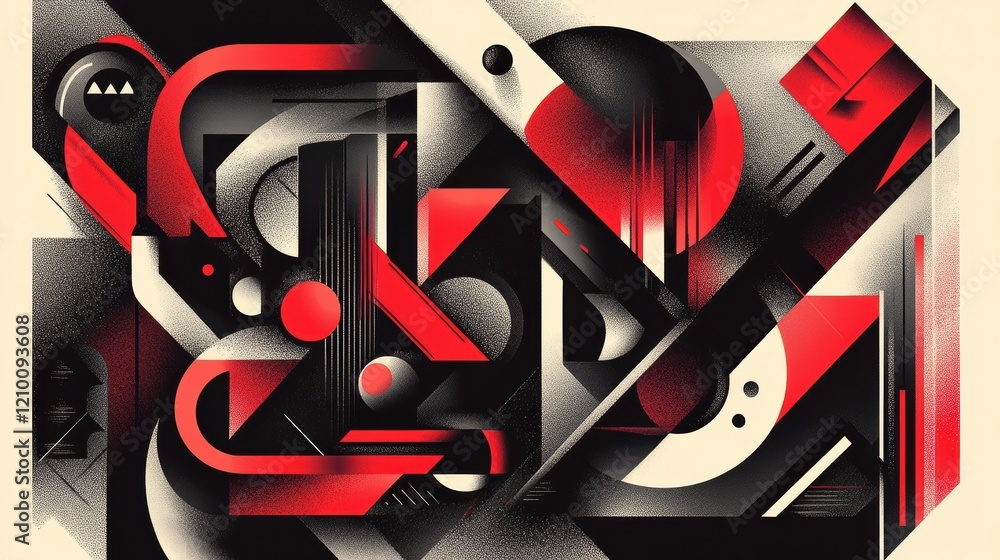 Aufkleber bold red and black geometric design showcasing power through sharp patterns and gradients in dynamic