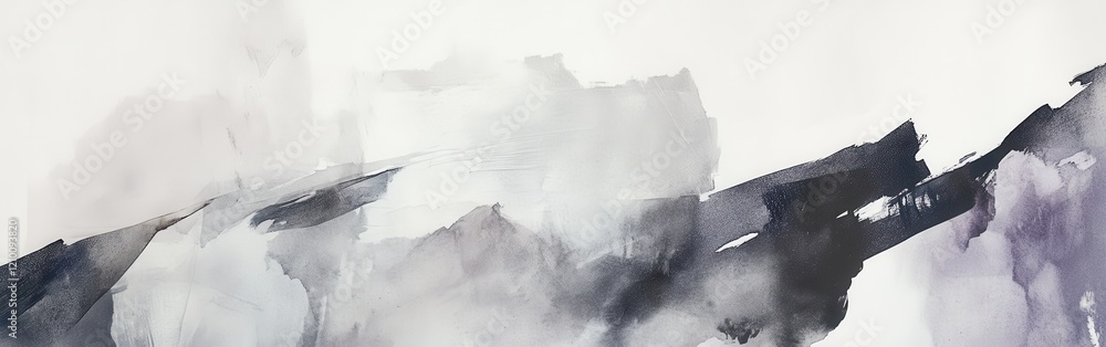 Aufkleber abstract composition of pencil strokes and splotches in muted gray and lavender tones creating harmo
