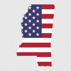 Fototapeta premium Mississippi state map with American national flag.