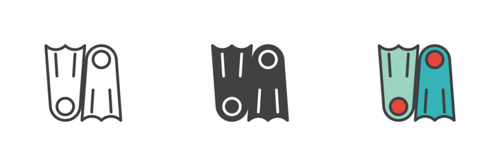 Diving flippers different style icon set © alekseyvanin