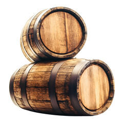 wooden barrels stacked on top of each other