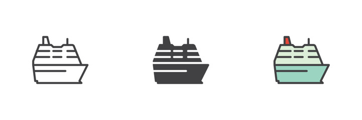 Cruise ship different style icon set