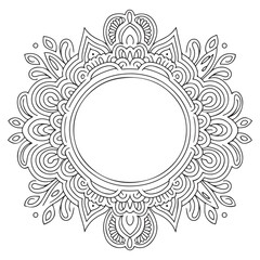 Obraz premium Vector frame isolated on white background. Floral ornament for tattoo, wedding invitation, antistress book and greeting card. Vector ornamental design element