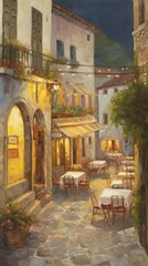 Fototapeta premium Painting architecture restaurant furniture