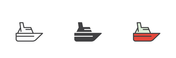 Obraz premium Speed boat different style icon set