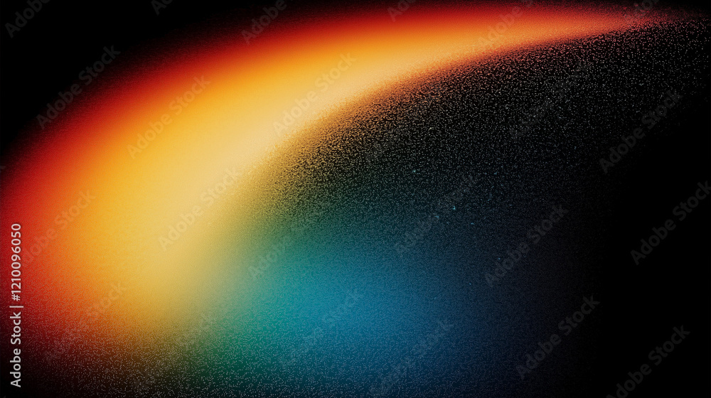 Aufkleber Vivid abstract gradient background featuring grainy textures and vibrant rainbow colors on a black surface. Close-up design with smooth color transitions and dynamic patterns for modern and creative p