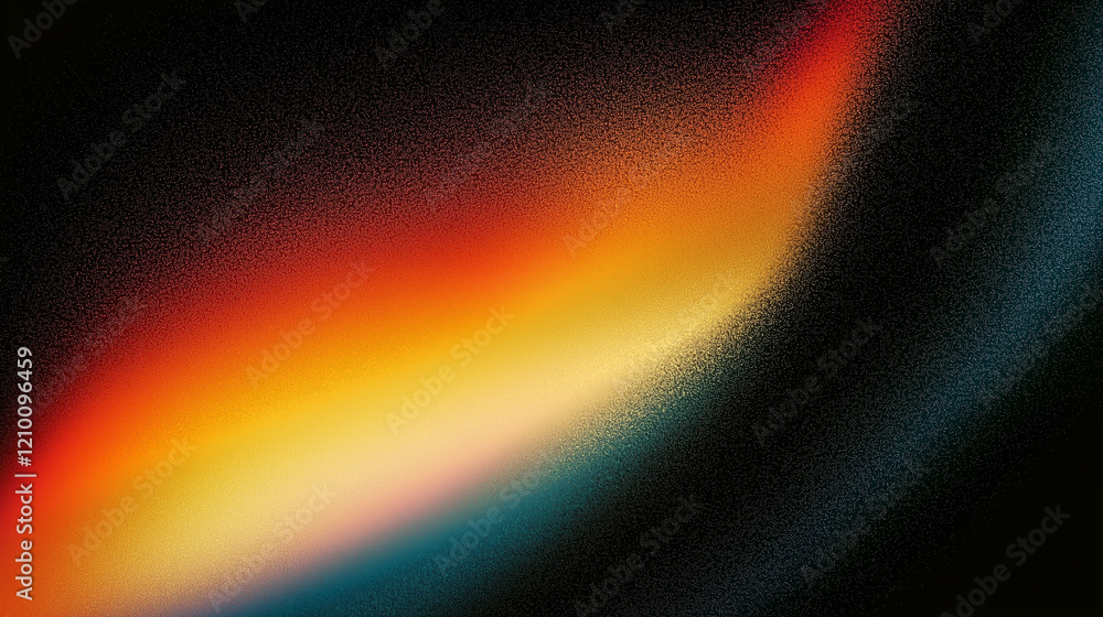 Poster Vivid abstract gradient background featuring grainy textures and vibrant rainbow colors on a black surface. Close-up design with smooth color transitions and dynamic patterns for modern and creative p