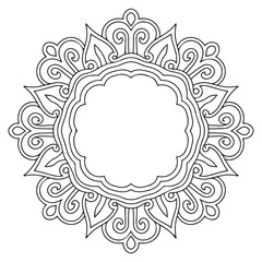 Vector frame isolated on white background. Floral ornament for tattoo, wedding invitation, antistress book and greeting card. Vector ornamental design element