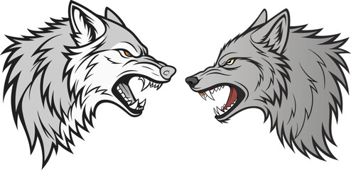 Fototapeta premium Wolf bundle design and illustrator eps