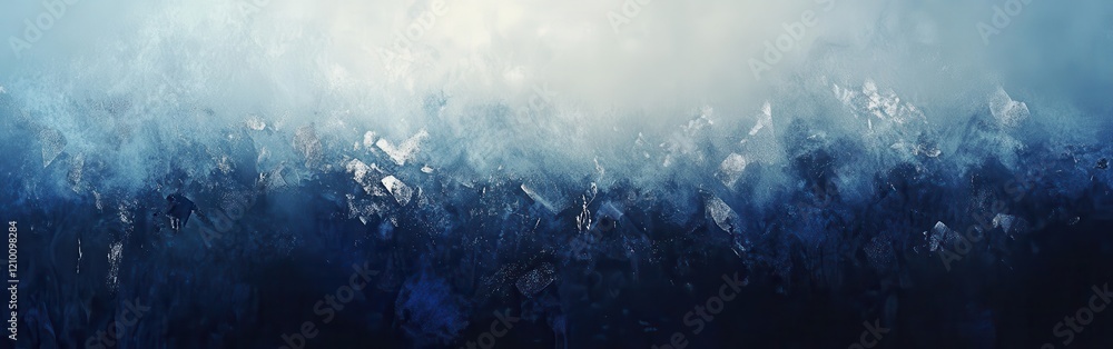 Poster Deep blue and silver bokeh effect creating a calm and tranquil atmosphere with soft gradients