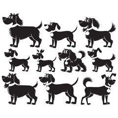 Vector Silhouette Dog Logo Icon Set  Black Clipart Illustrations on White Background