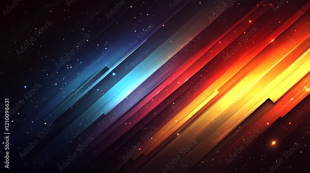 Poster abstract diagonal lines: dynamic interplay of vibrant diagonal lines in hues of red, orange, and blu
