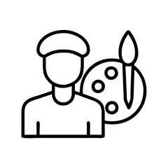 artist icon, artist line art - simple line art of artist, perfect for artist logos and icons