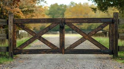 Obraz premium A rustic wooden fence gate with a latch.