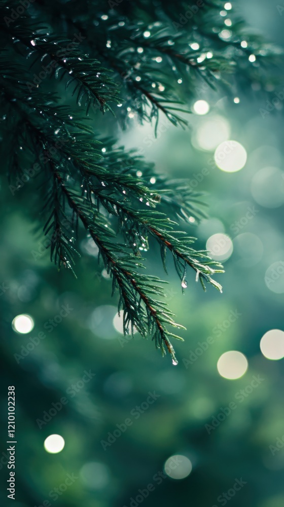 Aufkleber Emerald and forest green background with bokeh lights creating a serene and tranquil atmosphere