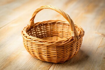 Obraz premium Stylish handmade wicker basket. Rustic charm meets eco-friendly storage. Perfect for home decor or craft supplies.