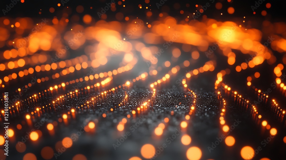 Poster abstract energy flow: a mesmerizing abstract image featuring dynamic flowing lines of warm orange an