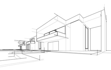 architectural sketch of a house