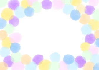 Fototapeta premium cute blank polkadot dots brush colorful watercolor abstract painting vibrant bright color wallpaper space for text greeting card template kids children baby
