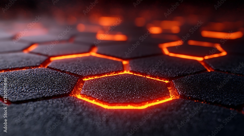 Poster hexagon abstract: a mesmerizing macro shot of an abstract surface composed of hexagons, each glowing