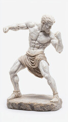 Fototapeta premium powerful marble sculpture of muscular figure in battle stance, showcasing strength and determination