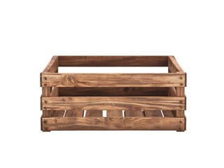 Sustainable and Wooden product. Wooden crate with a rustic design, perfect for storage or decor.