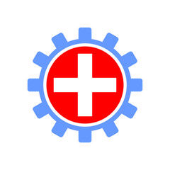 machine gear symbol and medical sign.eps