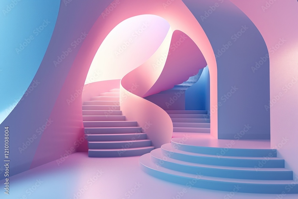 Poster abstract space with stairs architecture staircase curve