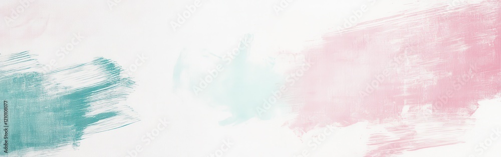 Poster soft white canvas with subtle pastel brushstrokes in shades of pink and teal creating a serene artis