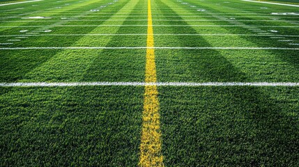 An aerial view of a football field with freshly painted lines.