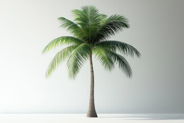 Obraz premium Single palm tree studio shot, neutral background, 3D render, tropical design