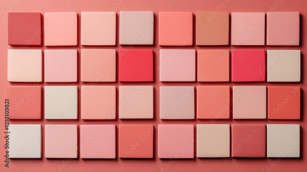 Poster exploring minimalist single-tone design with coral shades on display in a modern arrangement