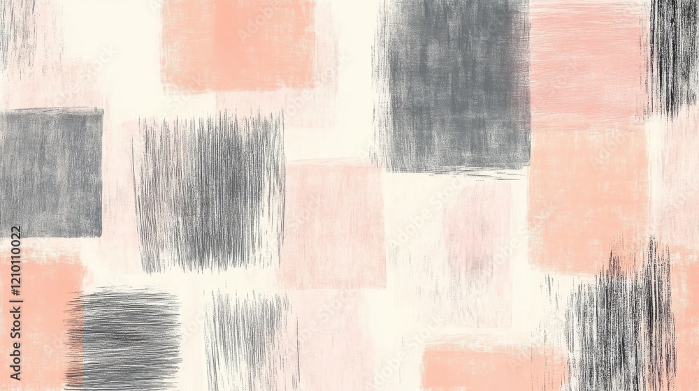 Poster Minimalist pencil strokes create a grid of soft colors showcasing artistic expression and modern design aesthetics