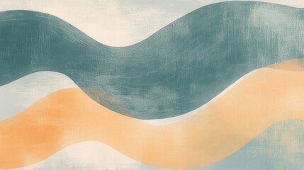 Obraz premium Minimalist wavy gradient design featuring soothing pencil strokes in muted tones