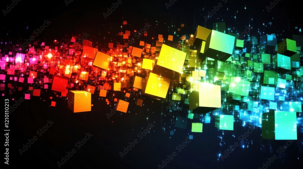 Poster a colorful background with squares and squares