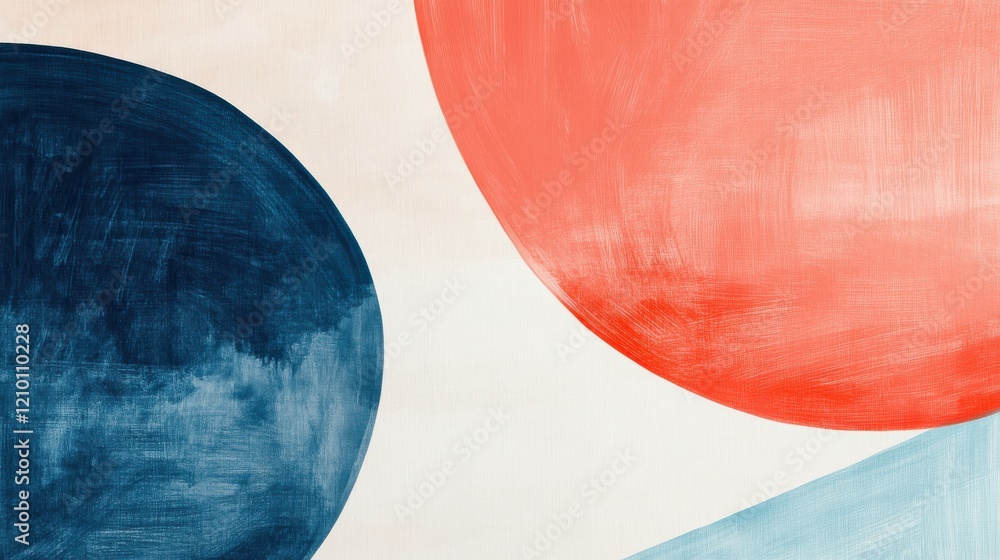 Aufkleber Minimalist composition showcasing circular forms in muted colors with pencil stroke textures on a light background