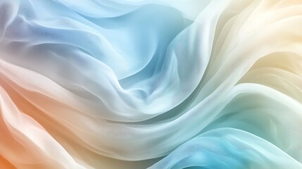 Pastel Dream: A mesmerizing close-up of flowing silk, capturing the soft and ethereal textures of a fabric draped in a gradient of pastel colors.  