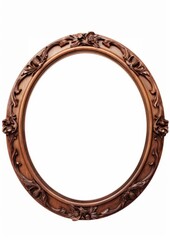 Obraz premium Walnut wood circle frame vintage jewelry locket photo