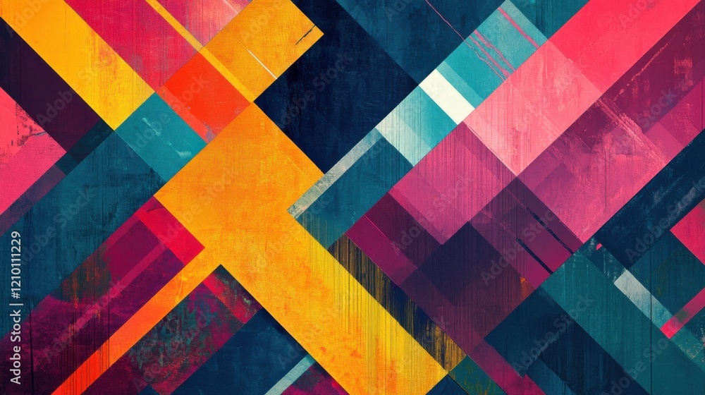 Poster a colorful abstract painting with a diagonal pattern