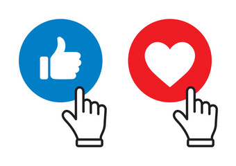Obraz premium Vector icons like and heart with hand - Vector illustration
