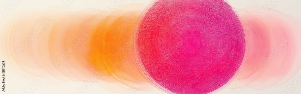 Poster Abstract circular pencil strokes create a vibrant gradient with dynamic movement and lively colors