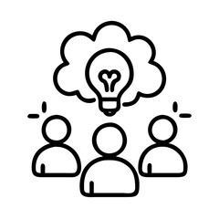 brainstorming session icon, brainstorming session line art - simple line art of brainstorming session, perfect for brainstorming session logos and icons